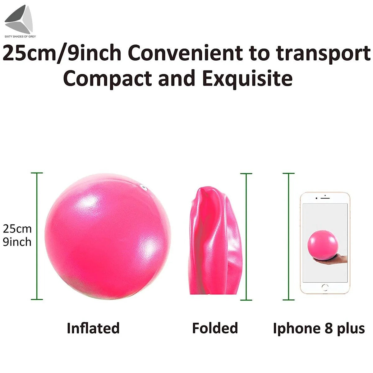 9.84 Inch Pilates Exercise Ball, anti Burst Mini Bender Ball with Inflatable Straw for for Stability, Barre, Pilates, Yoga, Core Training and Physical Therapy (Blue)